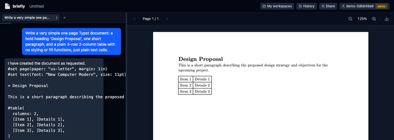 briefly chat and PDF preview screenshot